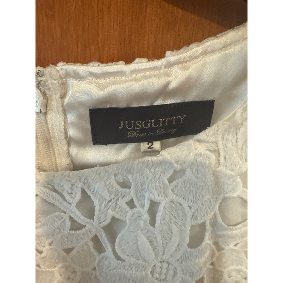 Jusglitty dress lace appliqué ivory 3/4‎ sleeve size 2 Japan - Picture 2 of 12